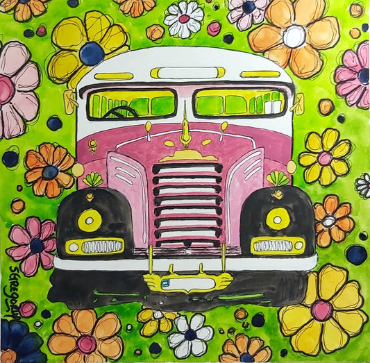 Bus Pink Vintage