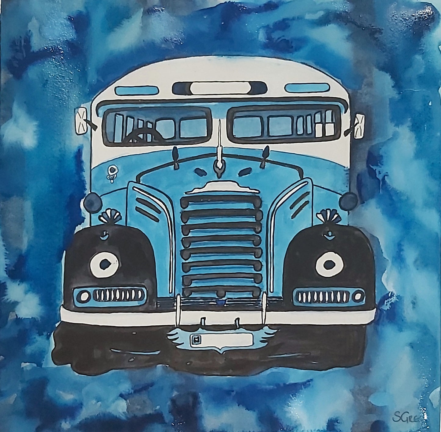 Bus Blue Vintage